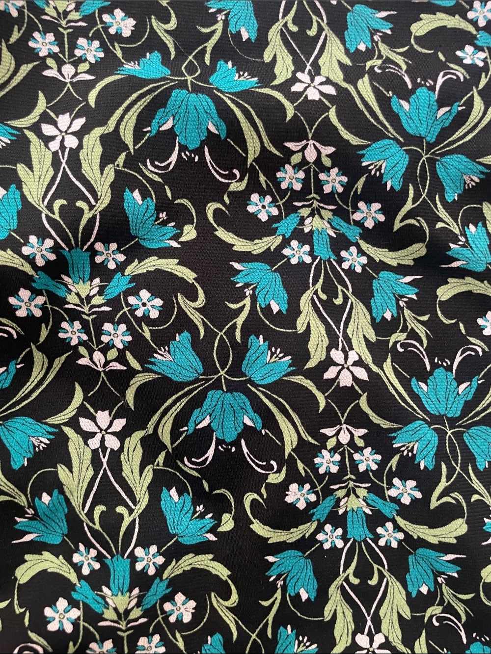 Style & Co. Black Floral Wrap Top with Teal and Green Print - Picture 9 of 9